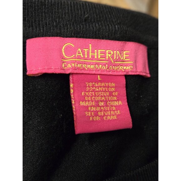 Catherine Malandrino Sweater Womens Large Black Grommet Bell Sleeve Modern Chic - Picture 6 of 7